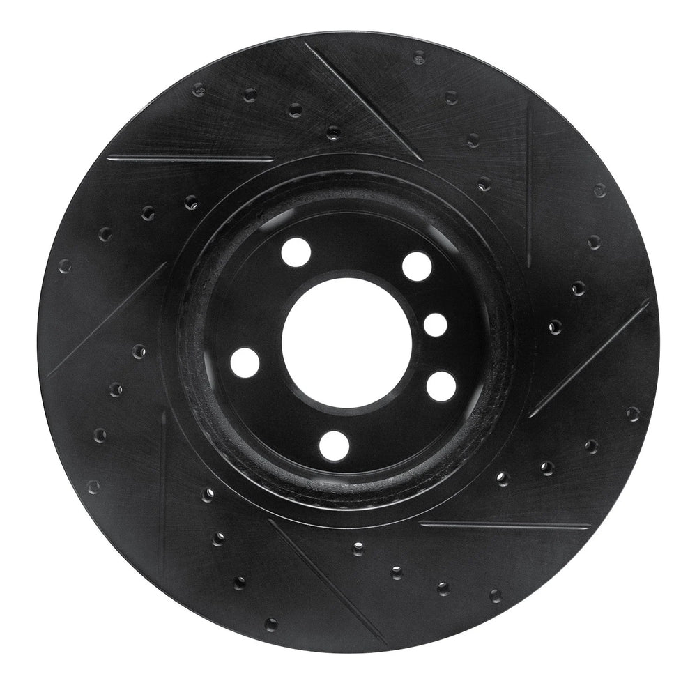 R1 11-18 BMW X4 Front Left Drilled & Slotted Black Brake Rotor