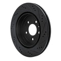 R1 05-11 Cadillac STS Rear Left Drilled & Slotted Black Brake Rotor