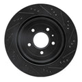 R1 05-11 Cadillac STS Rear Left Drilled & Slotted Black Brake Rotor