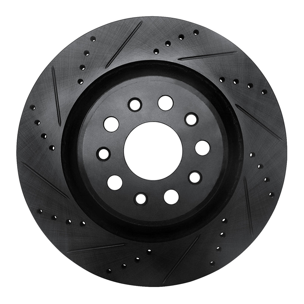 R1 17-24 Maserati LeVante Rear Left Drilled & Slotted Black Brake Rotor