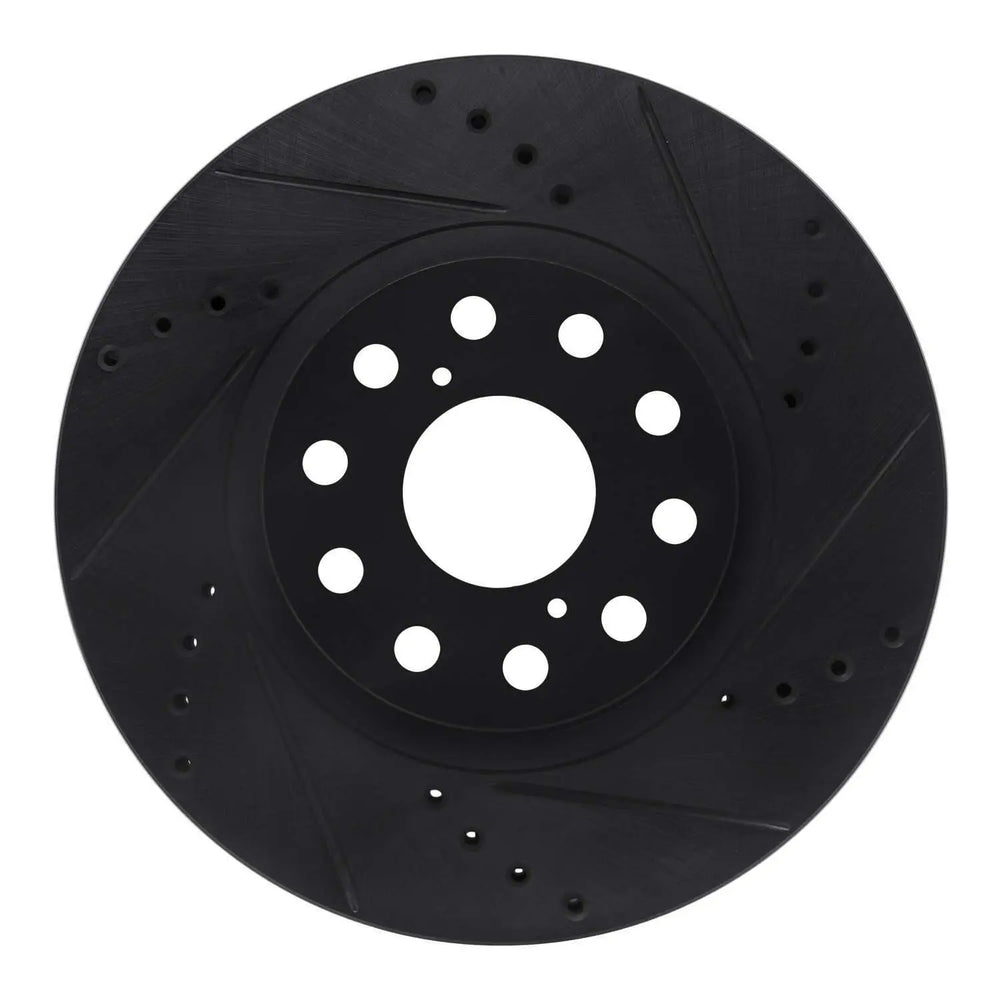 R1 93-98 Toyota Supra Front Right Drilled & Slotted Black Brake Rotor