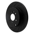 R1 07-15 Mazda CX-9 Rear Left Drilled & Slotted Black Brake Rotor