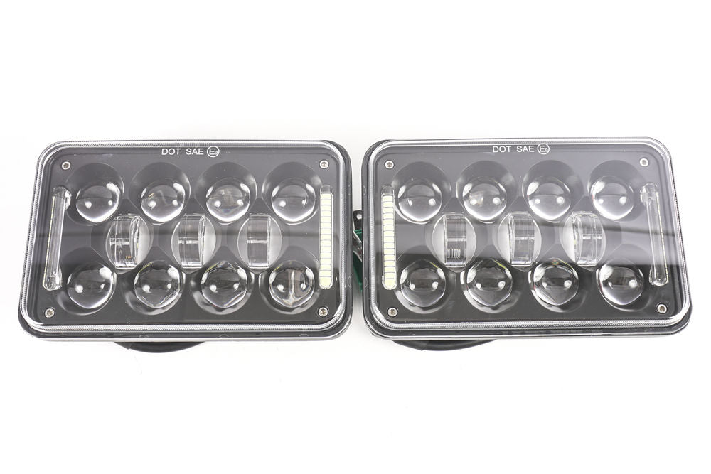 VEHICLE LED HEADLIGHT SET 4X6 INCH 18 LED - BLACK FRONT FACE