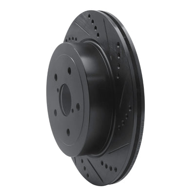 R1 05-07 Subaru Impreza Rear Right Drilled & Slotted Black Brake Rotor