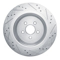 R1 2019-2024 Ford Edge Rear Left Drilled & Slotted Silver Brake Rotor