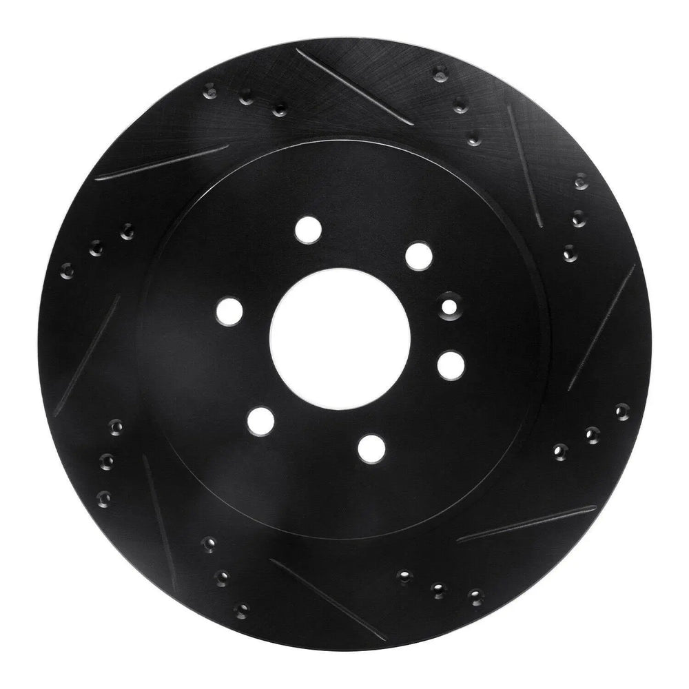 R1 04-09 Cadillac SRX Rear Right Drilled & Slotted Black Brake Rotor