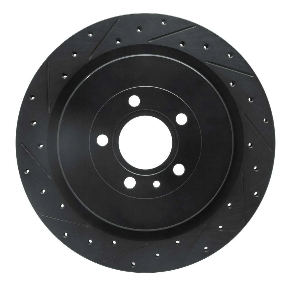 R1 13-14 Ford Mustang Rear Right Drilled & Slotted Black Brake Rotor