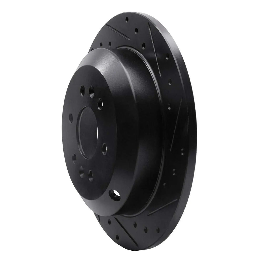 R1 09-10 Kia BORREGO Rear Left Drilled & Slotted Black Brake Rotor