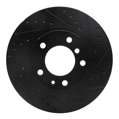 R1 87-95 BMW 735IL Front Right Drilled & Slotted Black Brake Rotor