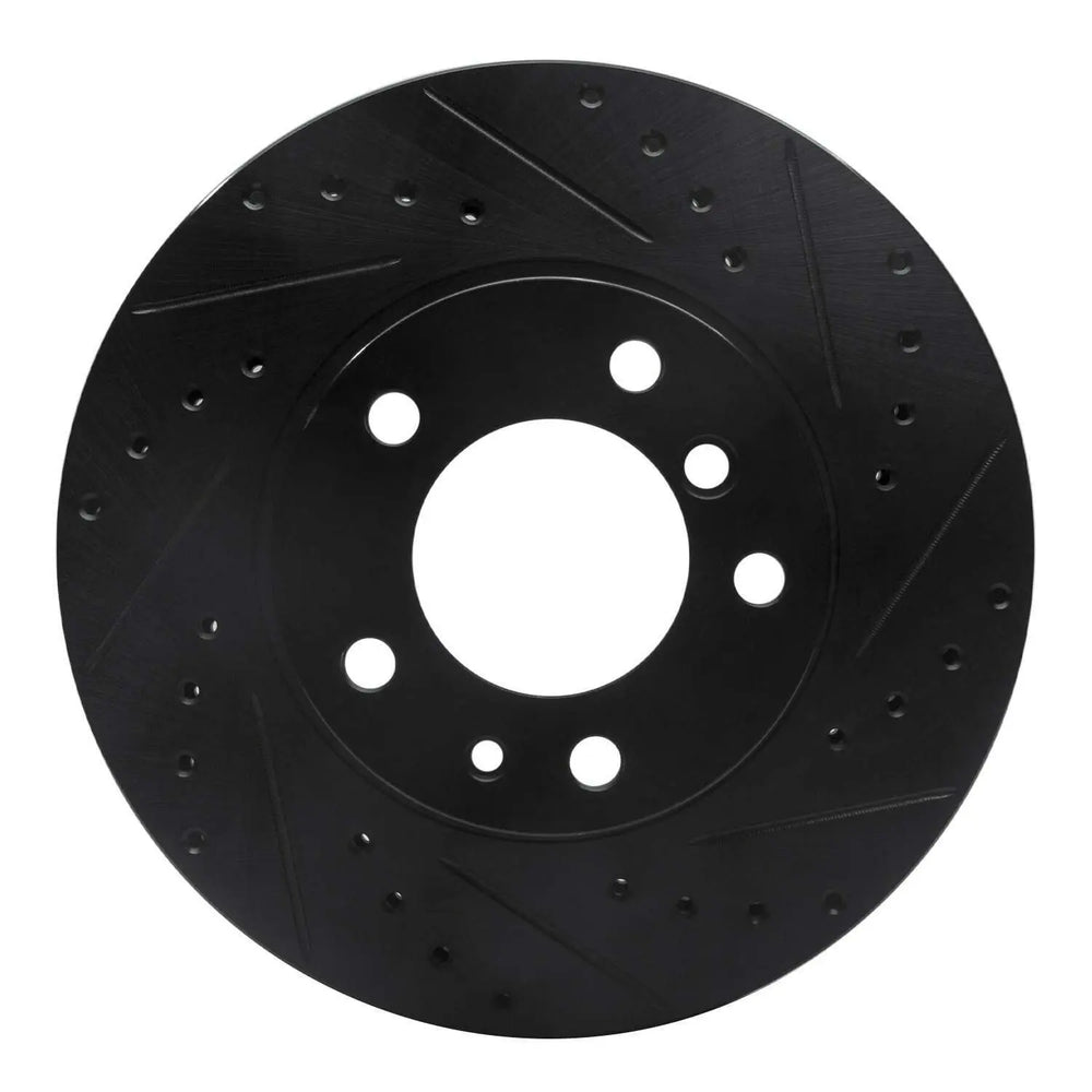 R1 87-95 BMW 735IL Front Right Drilled & Slotted Black Brake Rotor