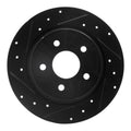 R1 20-25 Chrysler Pacifica Rear Left Drilled & Slotted Black Brake Rotor