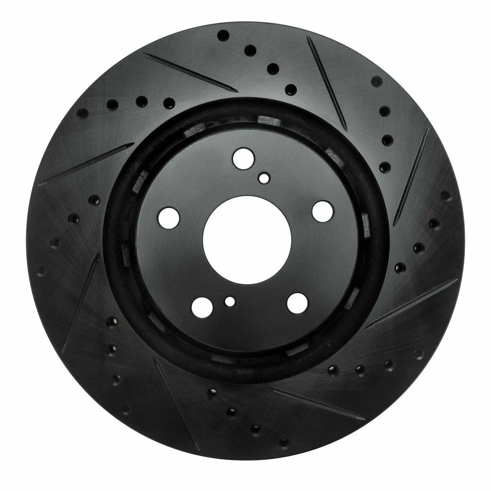 R1 09-15 Toyota Venza Front Right Drilled Black Brake Rotor