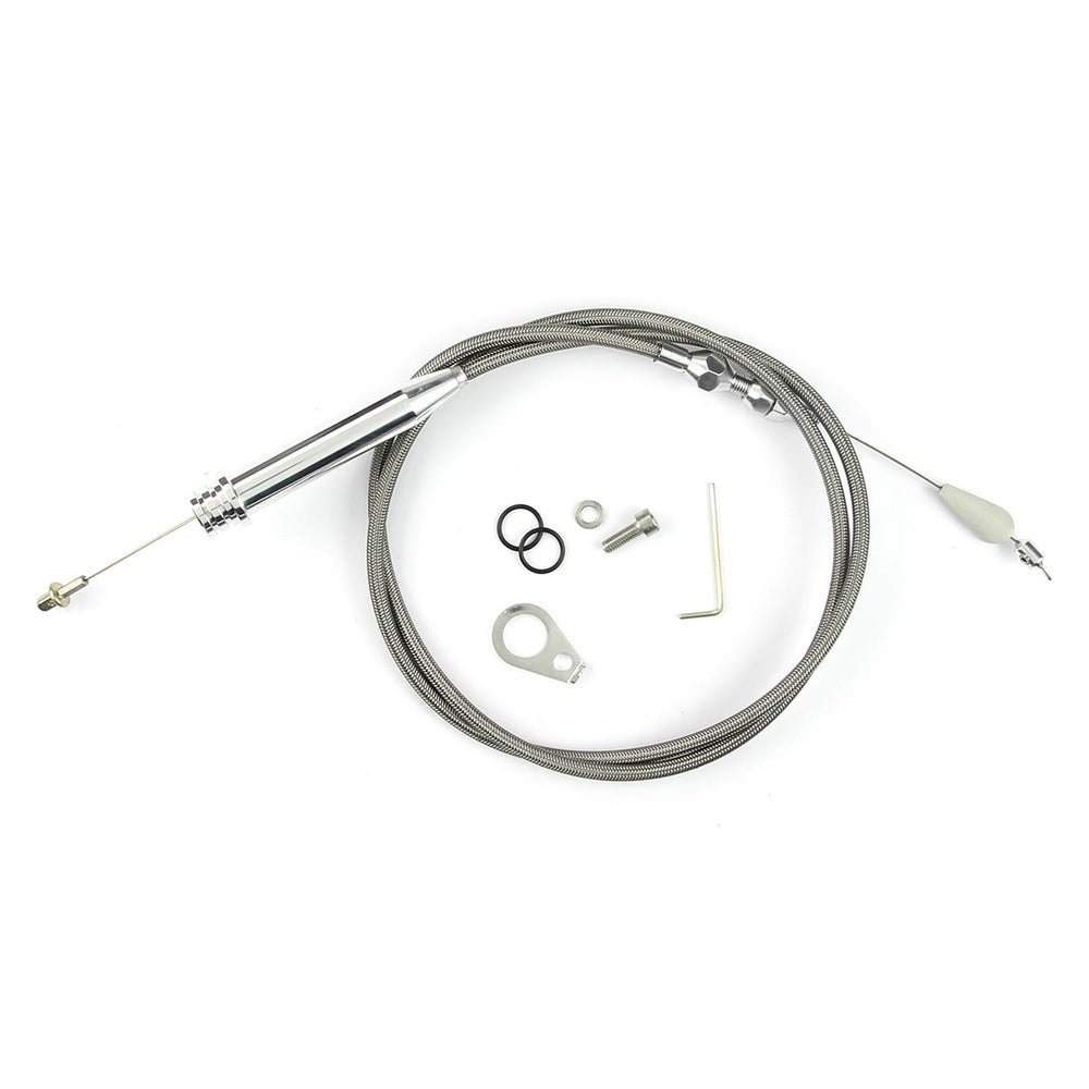 46IN HITECH STAINLESS STEEL HOUSING 4L60 BLOWER DRIVE KICKDOWN CABLE W/ POLISHE