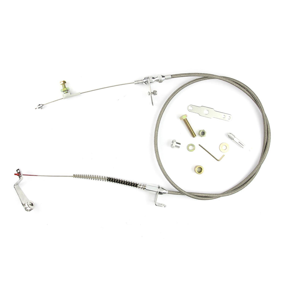 48IN HITECH STAINLESS STEEL HOUSING AOD BLOWER DRIVE KICKDOWN CABLE W/ POLISHED