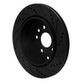 R1 08-12 Land Rover LR2 Rear Left Drilled & Slotted Black Brake Rotor