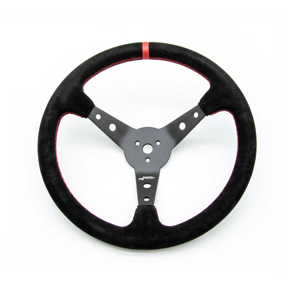 SUEDE DISHED STEERING WHEEL 15 BLACK