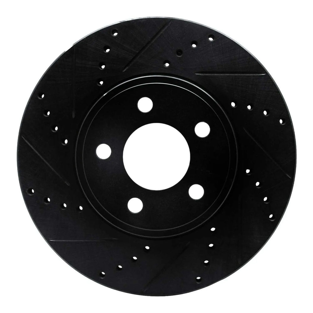 R1 03-11 Ford Crown Victoria Front Left Drilled & Slotted Black Brake Rotor