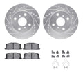 R1 95-99 Toyota Tercel Front Drilled & Slotted Silver Brake Rotor Set w/Optimum OE Pads and Hardware