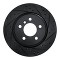 R1 11-16 BMW 535I Rear Right Drilled & Slotted Black Brake Rotor