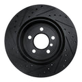 R1 11-16 BMW 535I Rear Right Drilled & Slotted Black Brake Rotor