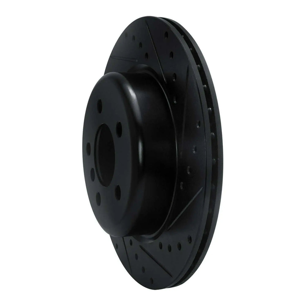 R1 11-16 BMW 535I Rear Right Drilled & Slotted Black Brake Rotor
