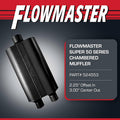 Super 50 Series Chambered Muffler Super 50 2.25 Dual In 3.00 Center Out Mild Sound Flowmaster
