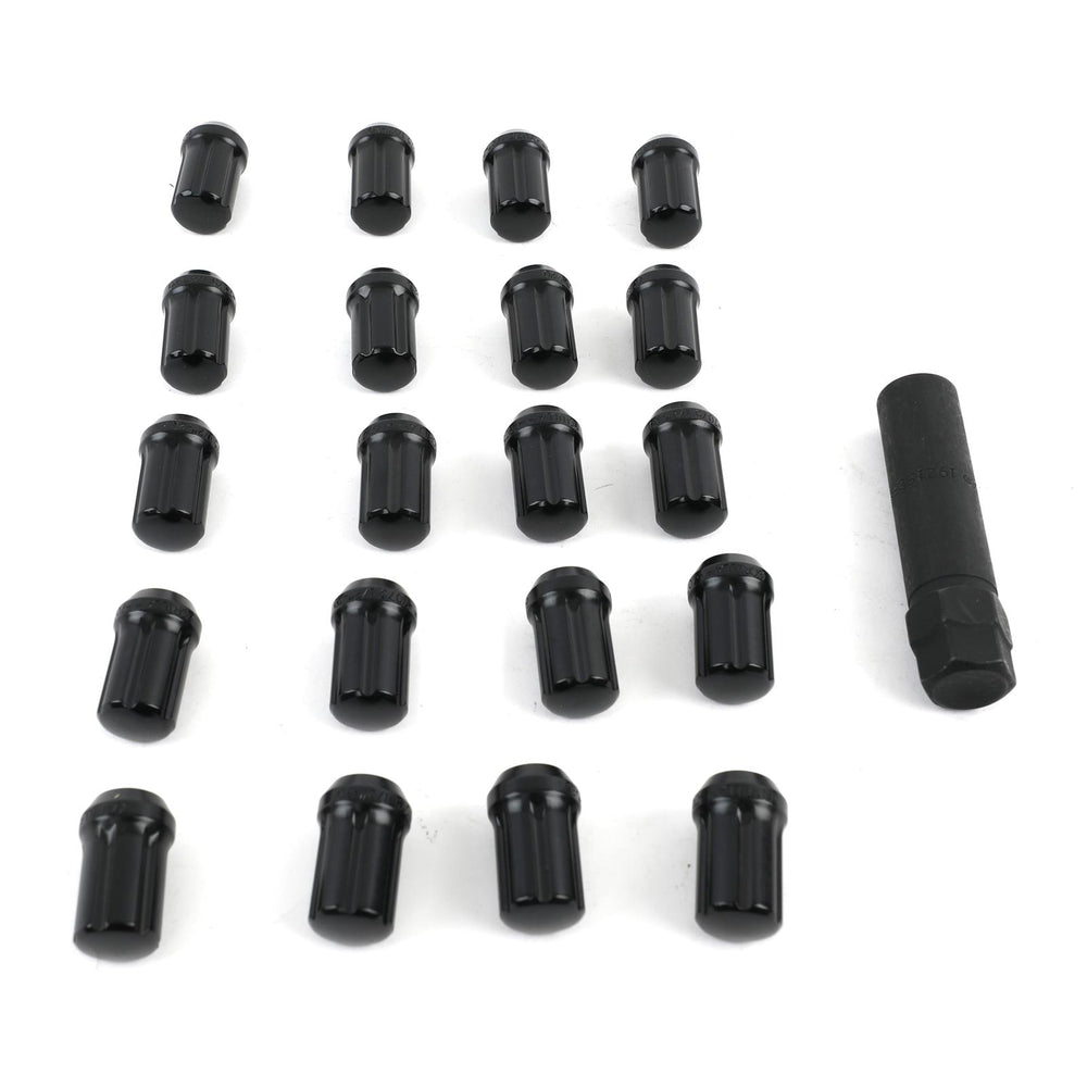 1/2INBLACK ALUMINUM RACING LUG NUTS SMALL DIA CLAMSELL KIT (20 LUGS & 1 KEY)