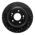 R1 18-23 Genesis G70 Rear Left Drilled & Slotted Black Brake Rotor