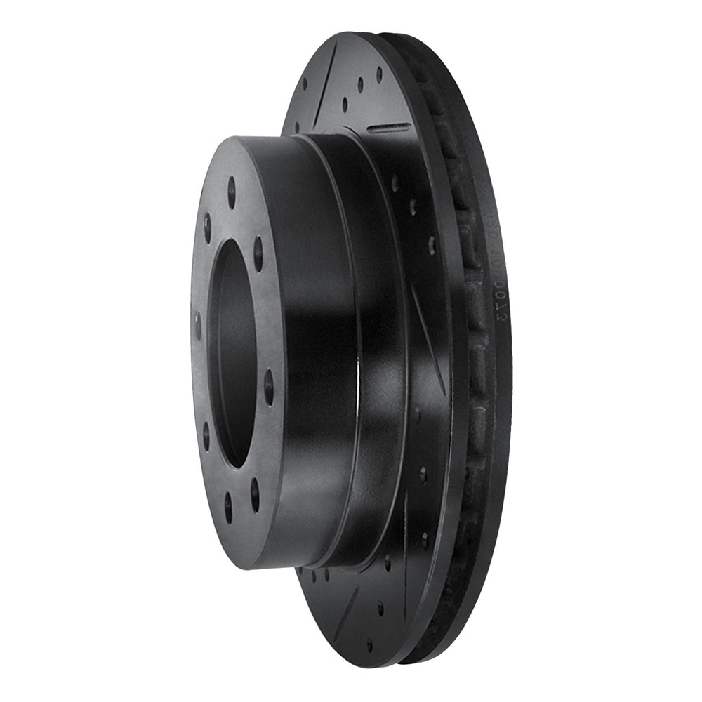 R1 03-05 Chevrolet Silverado 1500 Rear Left Drilled & Slotted Black Brake Rotor