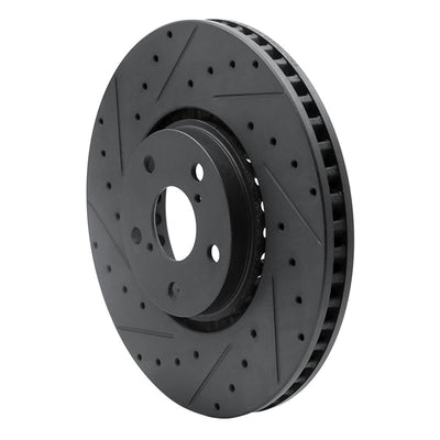 R1 07-11 Lexus GS350 Left Front Drilled & Slotted Black Brake Rotor
