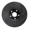 R1 07-11 Lexus GS350 Left Front Drilled & Slotted Black Brake Rotor