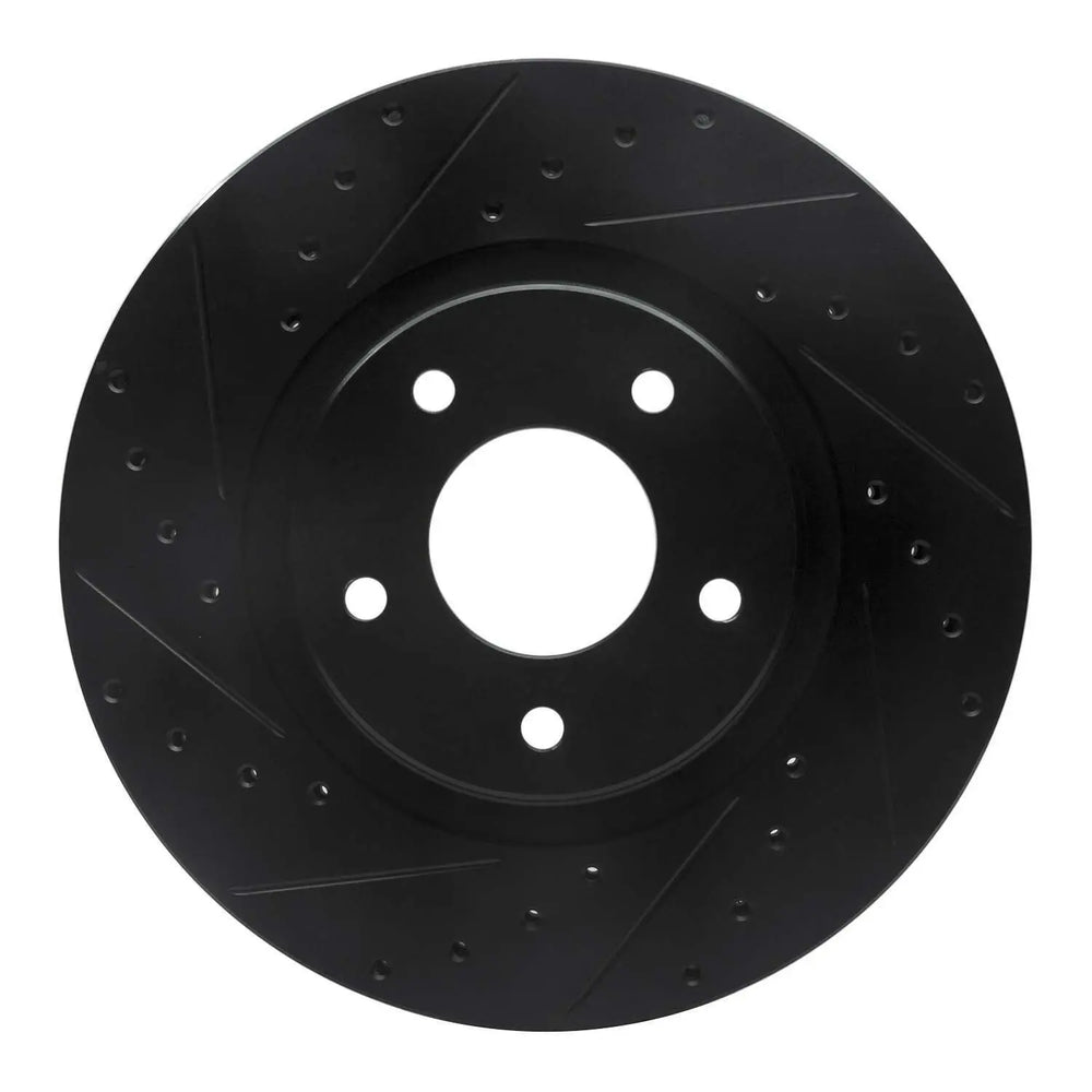 R1 98-06 Jaguar XK8 Front Left Drilled & Slotted Black Brake Rotor