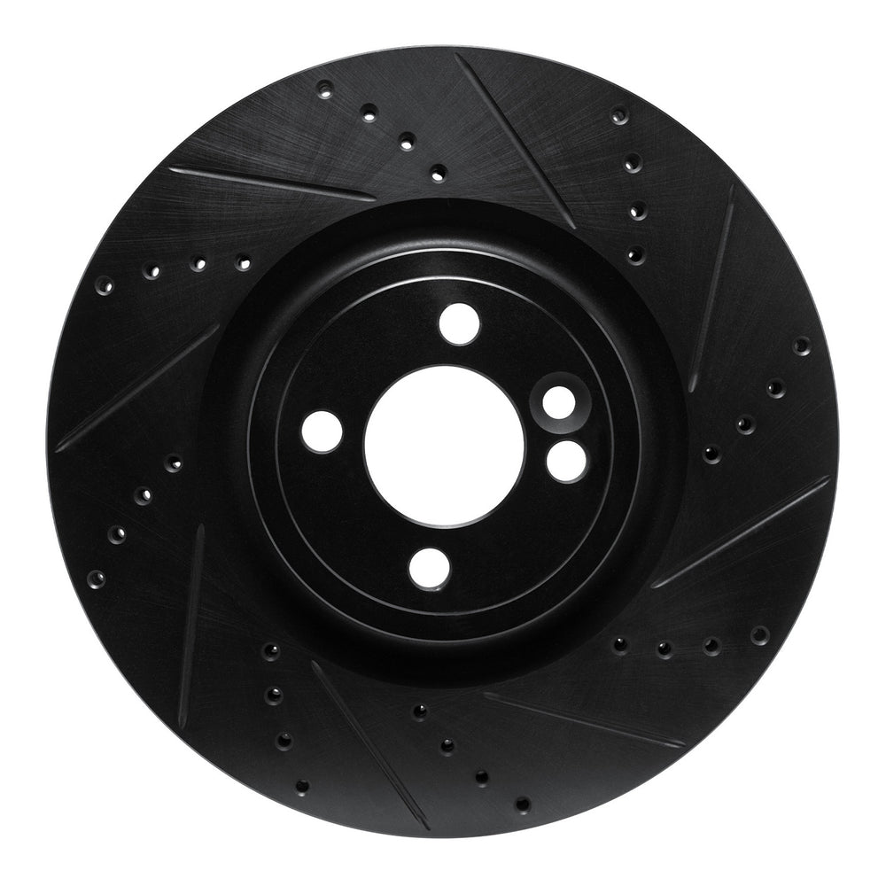 R1 13-13 Mini Cooper (Excl Clubman) Front Right Drilled & Slotted Black Brake Rotor