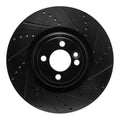 R1 13-13 Mini Cooper (Excl Clubman) Front Right Drilled & Slotted Black Brake Rotor