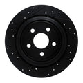 R1 03-11 Lincoln Town Car Rear Left Drilled & Slotted Black Brake Rotor