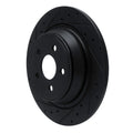 R1 03-11 Lincoln Town Car Rear Left Drilled & Slotted Black Brake Rotor