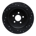R1 03-11 Lincoln Town Car Rear Left Drilled & Slotted Black Brake Rotor