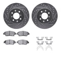 R1 09-17 Honda City Front Drilled & Slotted Silver Brake Rotor Set w/Ceramic Pads and Hardware