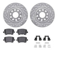 R1 05-18 Audi A3 Rear Drilled & Slotted Silver Brake Rotor Set w/Ceramic Pads and Hardware