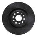 R1 2022+ Volkswagen GTI Mk 8 Front Right Drilled & Slotted Black Brake Rotor