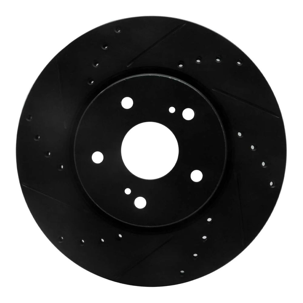 R1 10-13 Suzuki Kizashi Front Left Drilled & Slotted Black Brake Rotor