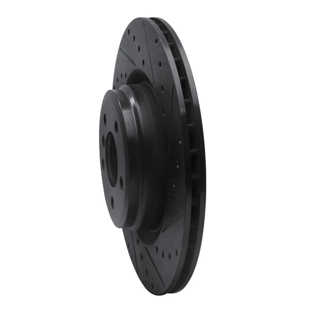 R1 09-19 BMW 760LI Rear Right Drilled & Slotted Black Brake Rotor
