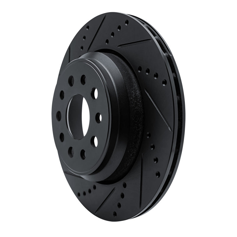 R1 14-16 Maserati Ghibli Rear Left Drilled & Slotted Black Brake Rotor