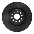 R1 2022+ Volkswagen GTI Mk 8 Front Left Drilled & Slotted Black Brake Rotor