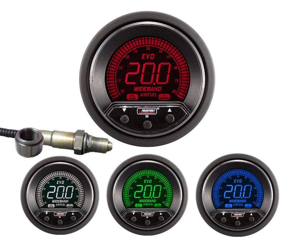 ProSport Premium EVO Wideband Air Fuel Ratio Gauge w/ Sensor Multi Color 60mm Universal