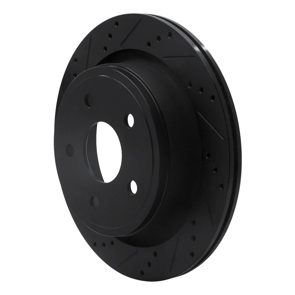 R1 02-21 Chrysler Aspen Rear Left Slotted Black Brake Rotor