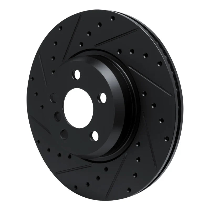 R1 18-25 BMW 430I xDrive Gran Coupe Front Left Drilled & Slotted Black Brake Rotor