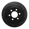 R1 03-04 Dodge Dakota RWD Rear Right Drilled & Slotted Black Brake Rotor