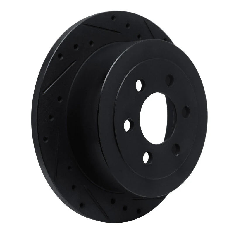 R1 03-04 Dodge Dakota RWD Rear Right Drilled & Slotted Black Brake Rotor