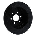 R1 03-04 Dodge Dakota RWD Rear Right Drilled & Slotted Black Brake Rotor